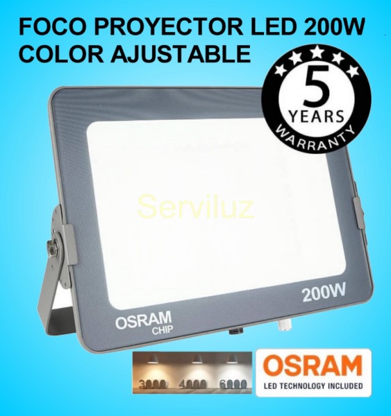 Foco Proyector LED 200W OSRAM IP65 Color Ajustable Exterior e Interior Foco Proyector LED 200W OSRAM IP65 Color Ajustable Exterior e Interior